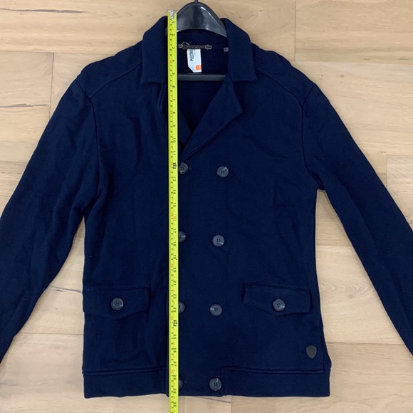 MENS CASUAL ELBOW PATCH KNIT WEAR W/ DOUBLE BREASTED DESIGN - BEN SHERMAN MEDIUM - Picture 7 of 14